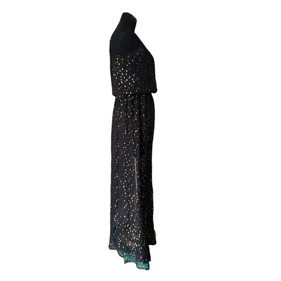 KARINA GRIMALDI BLACK LACE AND GOLD MAXI DRESS SIZE XS - Picture 10 of 12